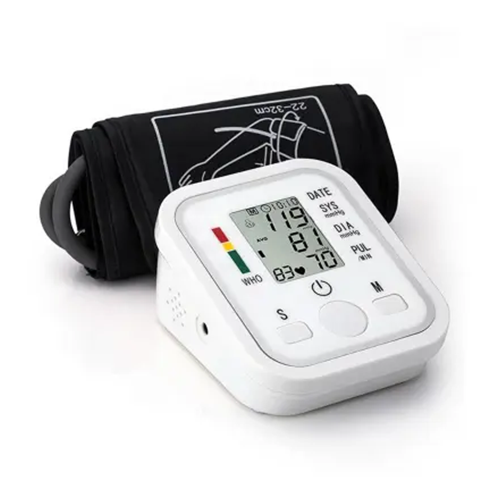 Electronic Digital Automatic Arm Blood Pressure Monitor - White and Black - SS21