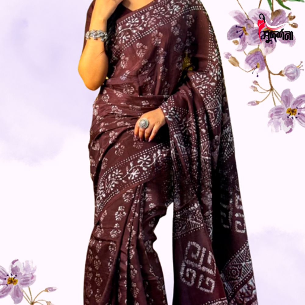Vegetable Silk Batik Saree - 013