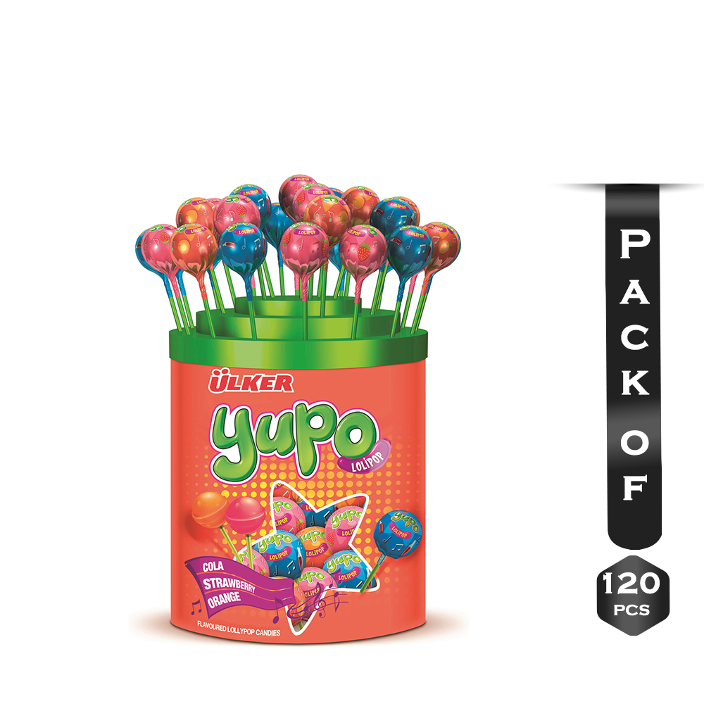 Pack of 120 Pcs Ulker Yupo Fruit Flavour Lolipop - 11Gm