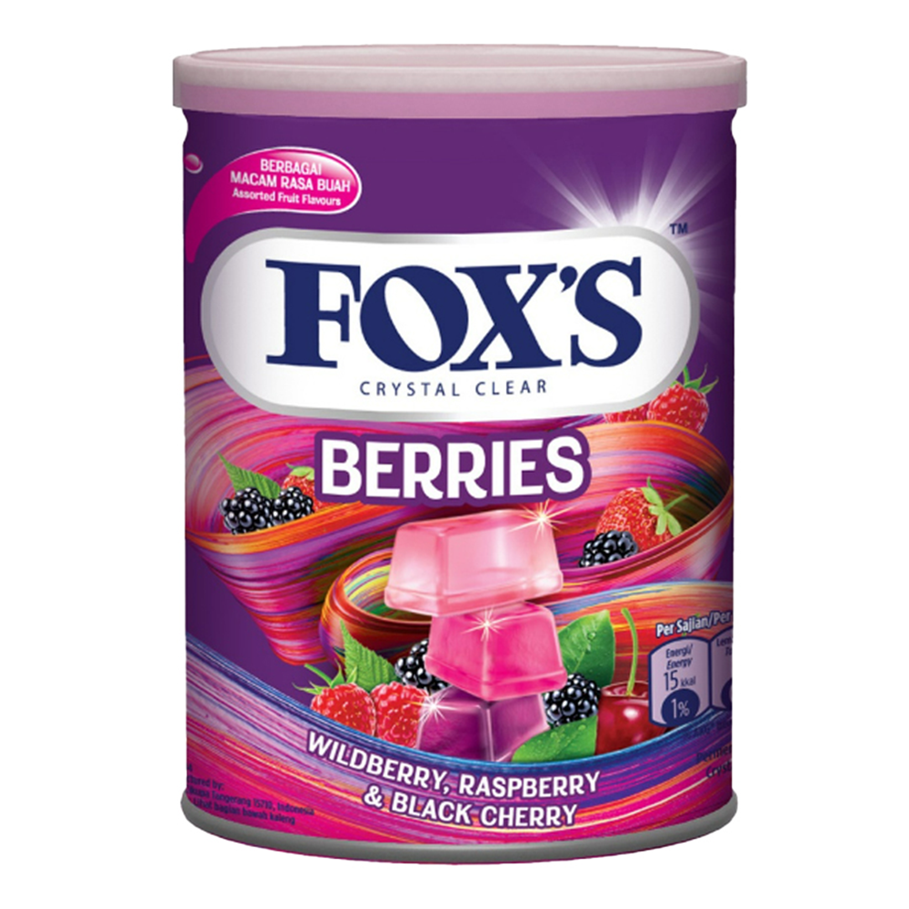 Foxs Crystal Clear Berries Candy Can - 180gm - 1000079