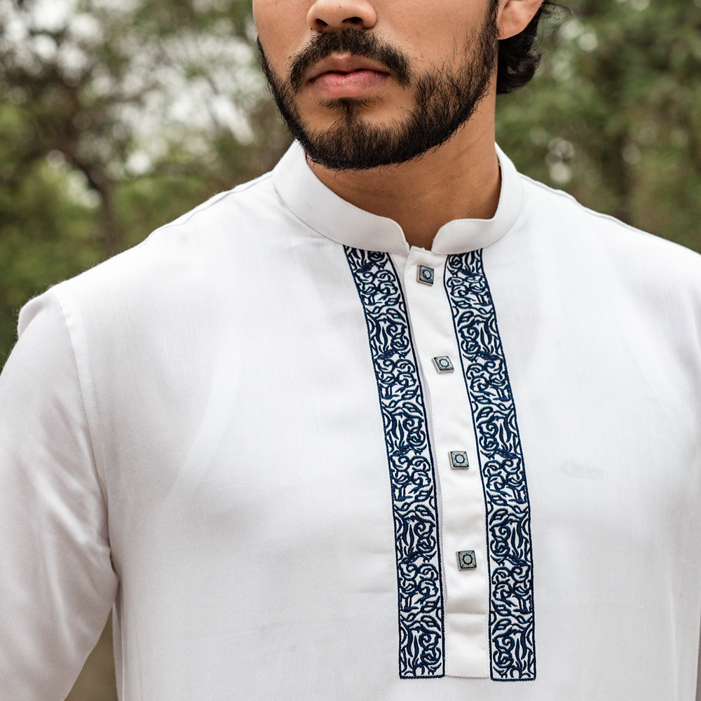 Cotton Embroidery Panjabi For Men - RD-20 - White