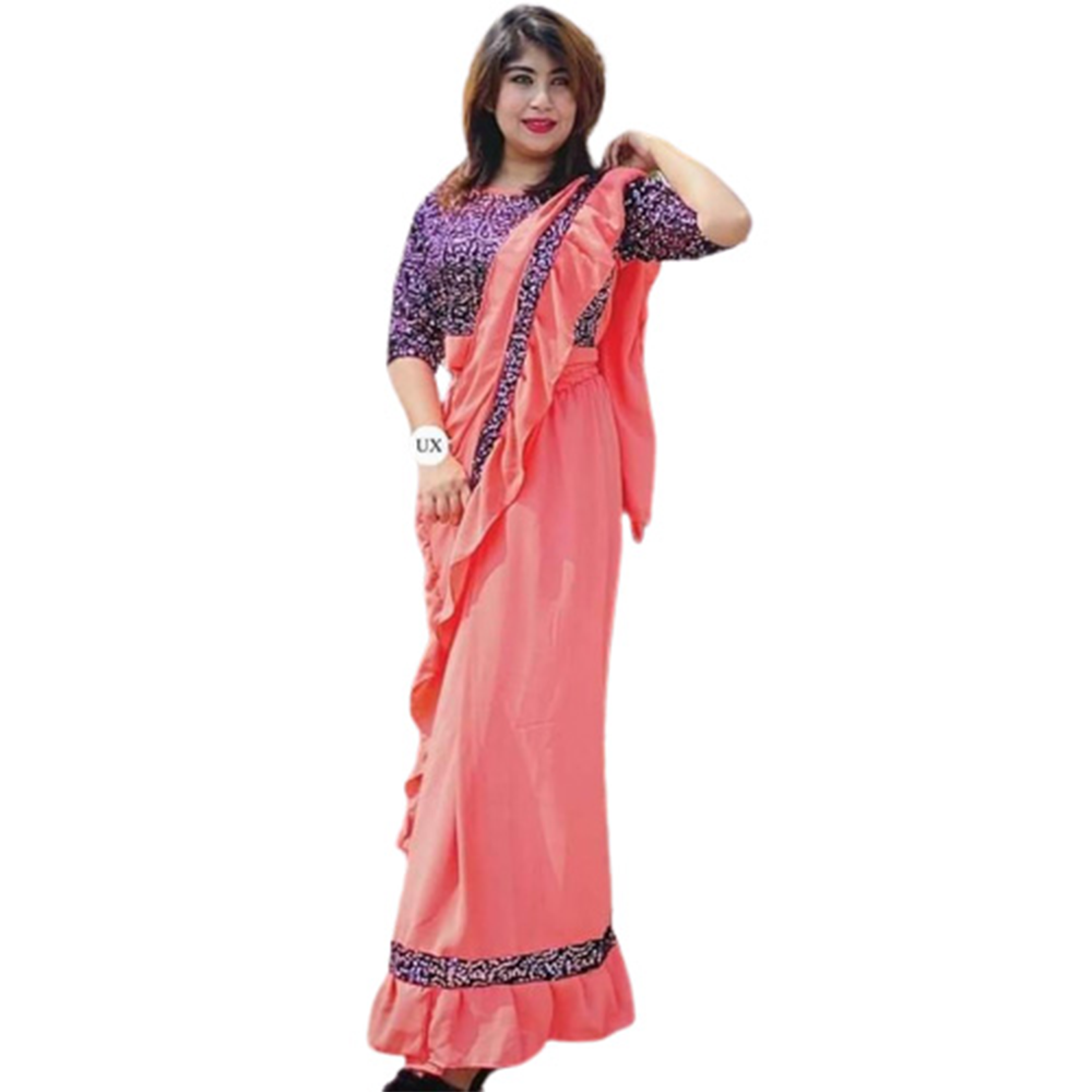 Georgette Skirt Saree For Women - Pink - SK-01