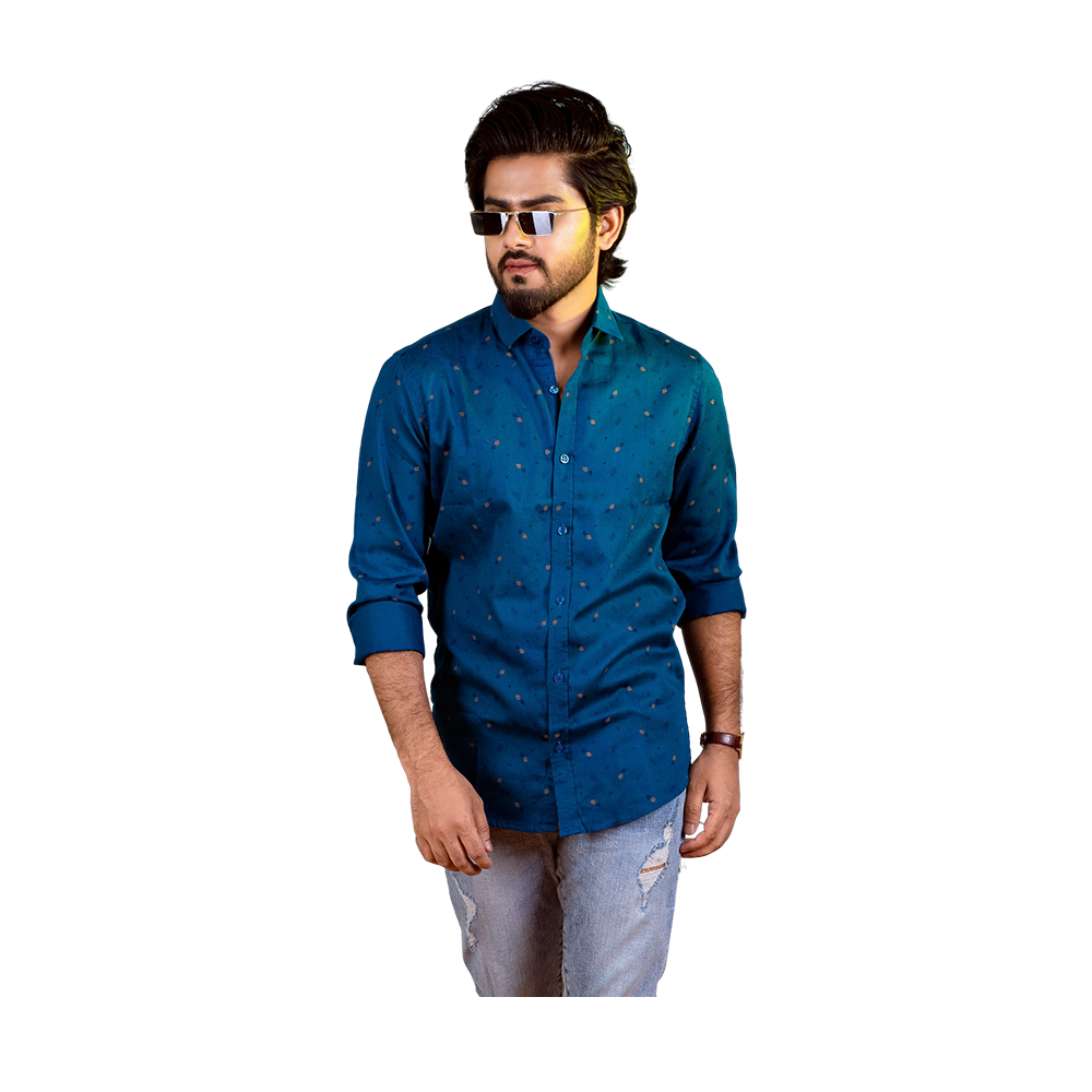 Casual Full Sleeve Cotton Shirt For Men - Blue