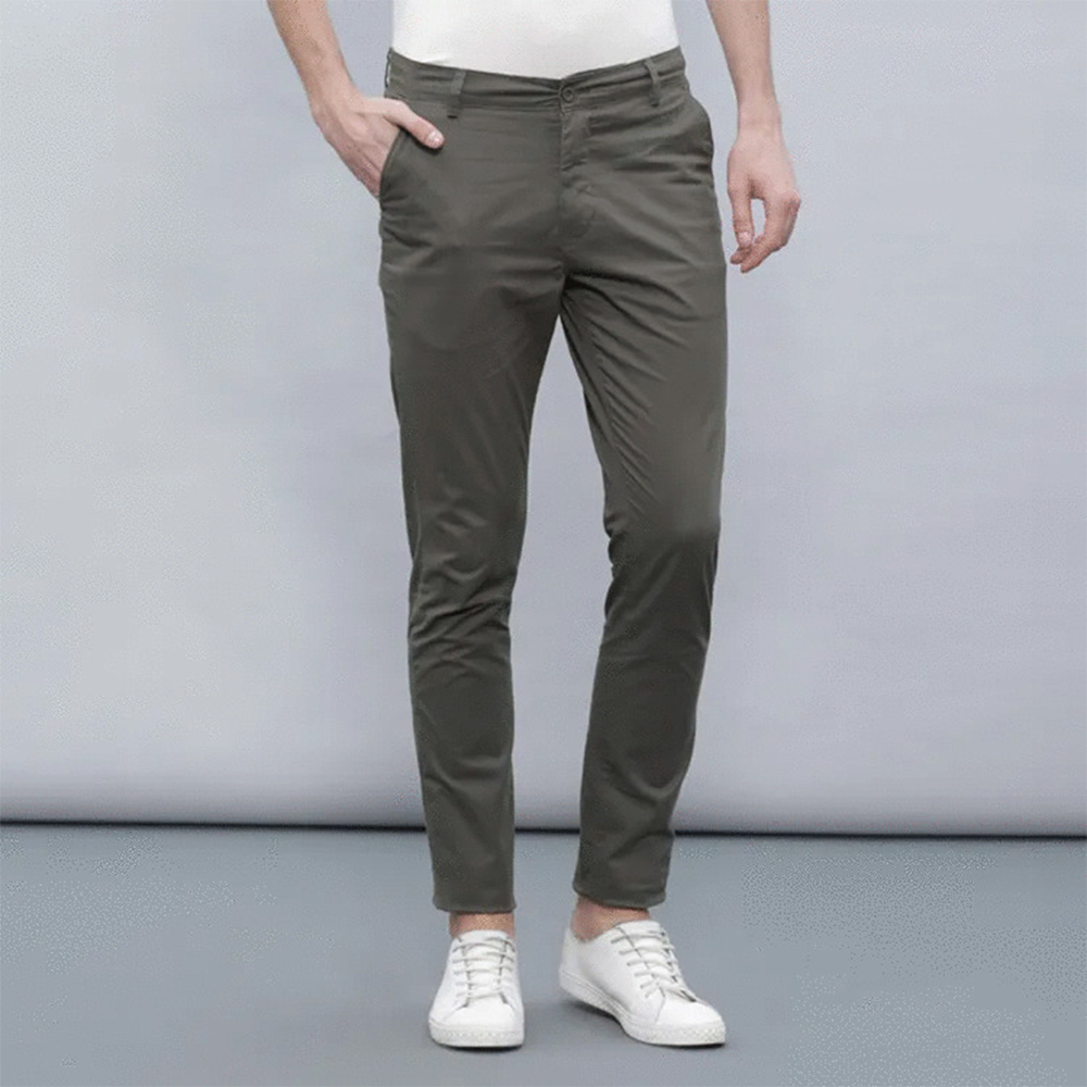 Cotton Semi Stretched Chinos Gabardine Pant For Men - Light Black - PGS051