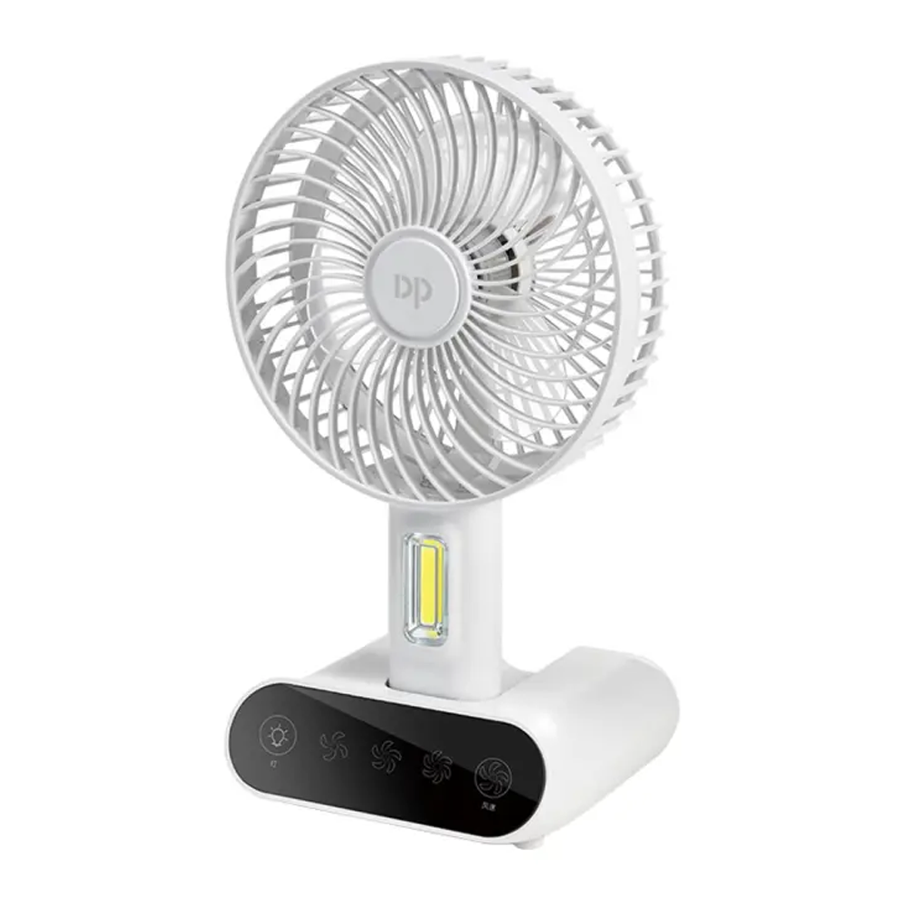 DP 7624 Rechargeable Portable USB Table Fan With LED Light - White