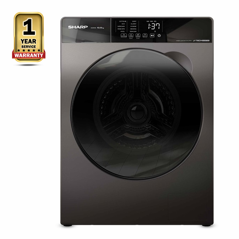 Sharp ES-FW105SG Front Load Washing Machine - 10.5 Kg - Dark Gray