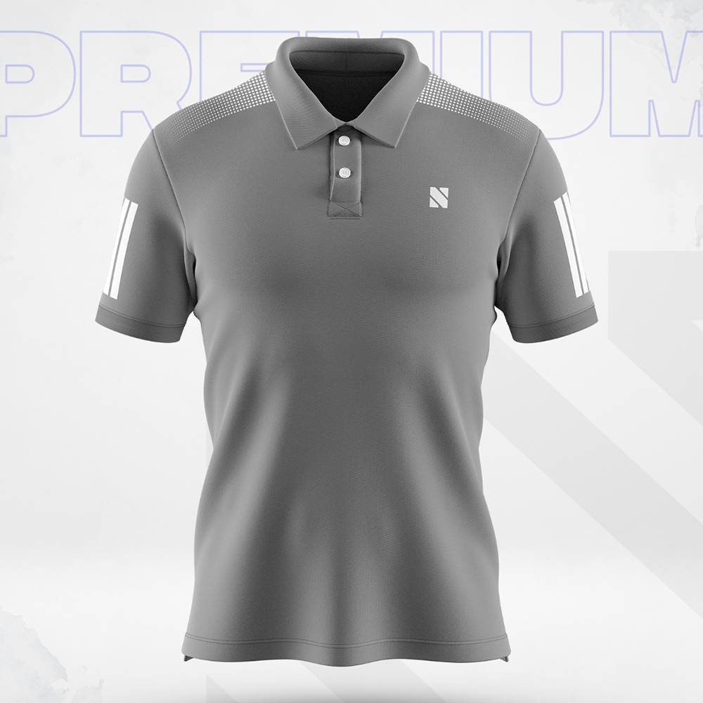 Mesh Sports Wear Short Sleeve Polo Shirt for Men - Gray	 - NEX-DP-05