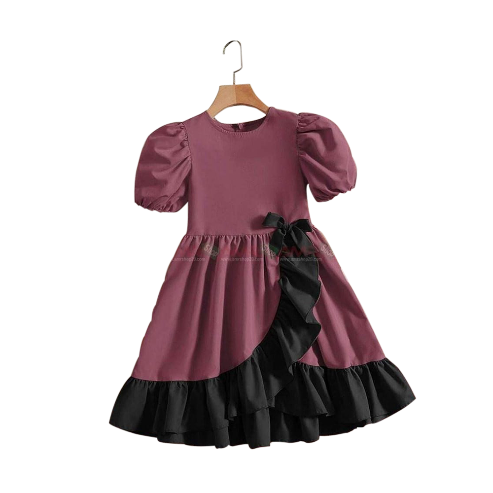 Charry Fabric Baby dress for Girl's - Dark Mauve - BS-11