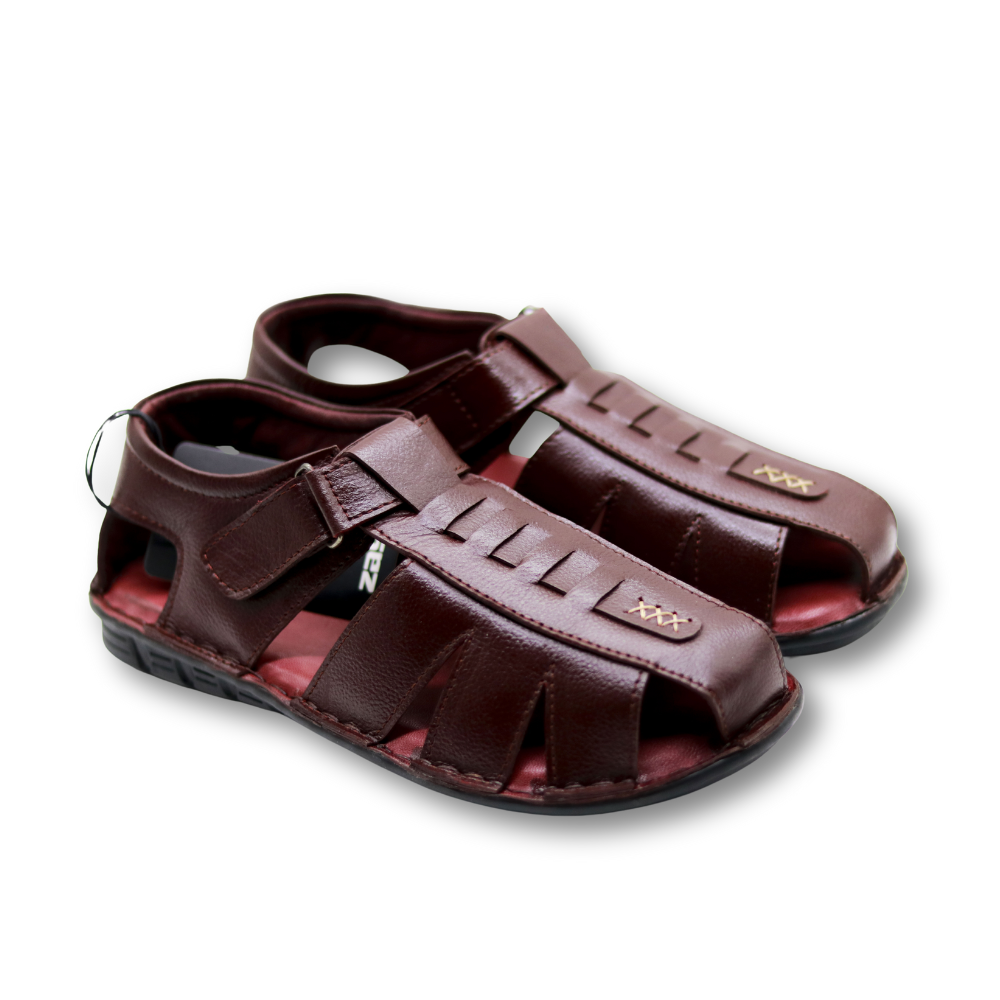 Zays Premium Leather Sandal For Men - Chocolate - ZA15