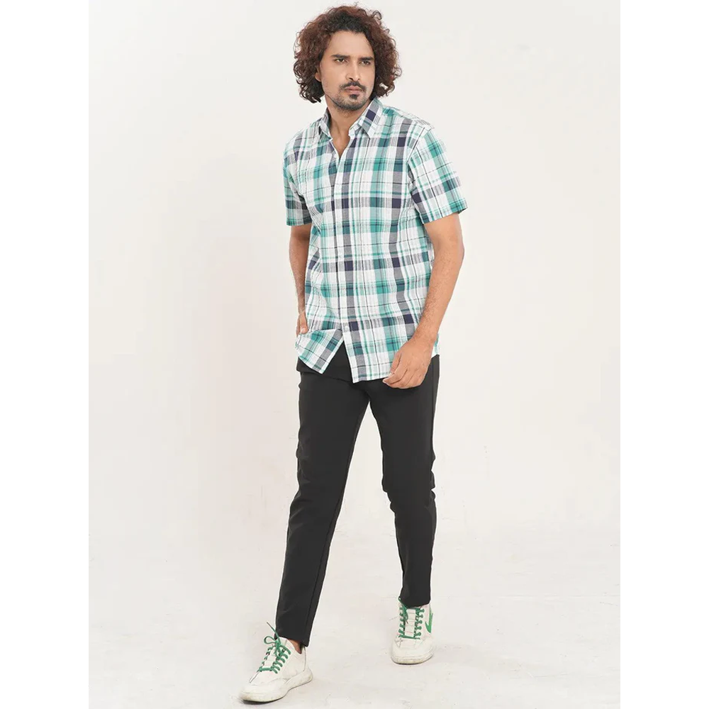 Cotton Half Sleeve Casual Shirt For Men - Mint Green - TMS-SS-28