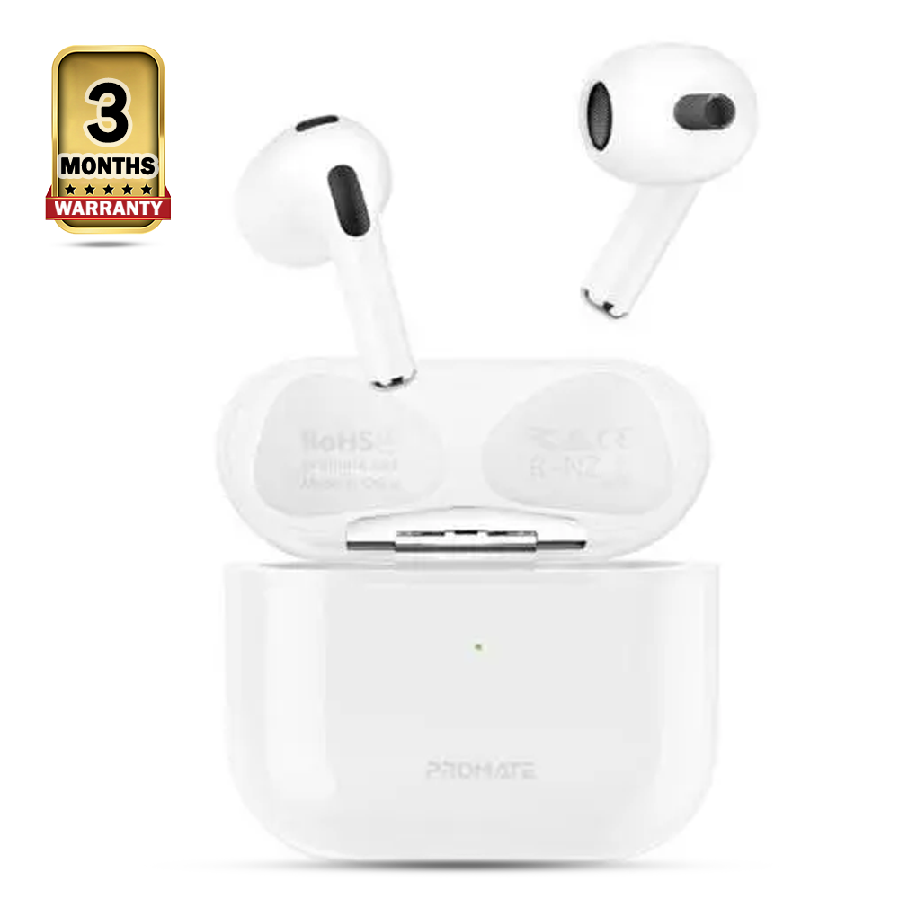 PROMATE Freepods 2 High Fidelity Sleek TWS Earbuds with IntelliTouch - White