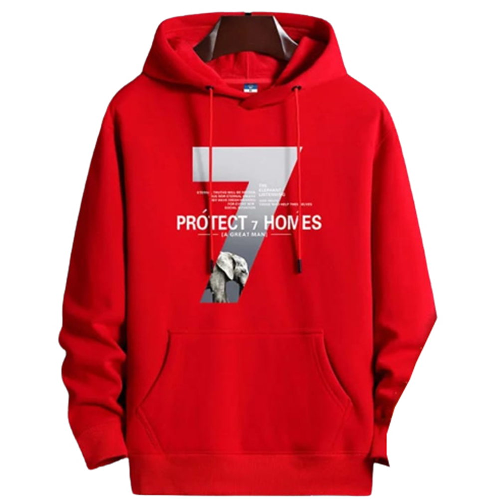 Cotton Hoodie For Men - Red - H-127