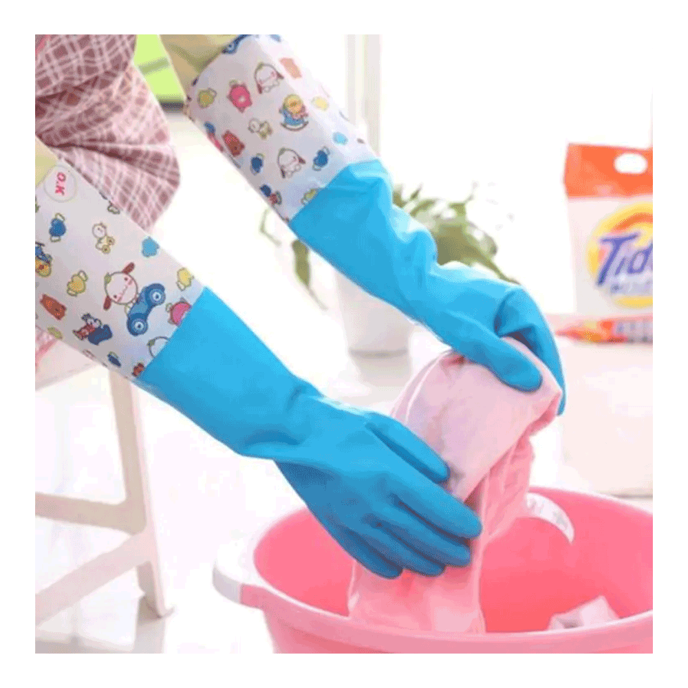 Rubber Kitchen Hand Gloves - Blue