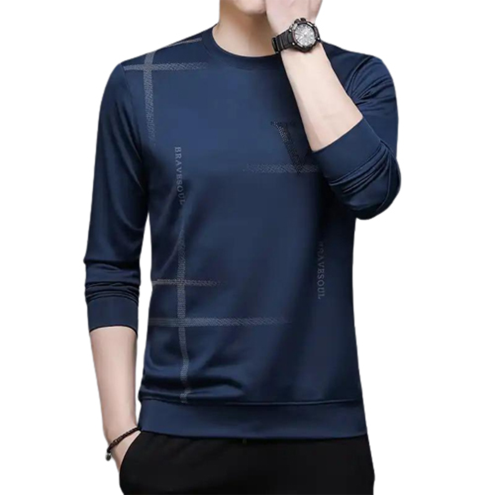 PP Jersey Winter Long Sleeve T-shirt For Men - Dark Blue Gray - FT-05