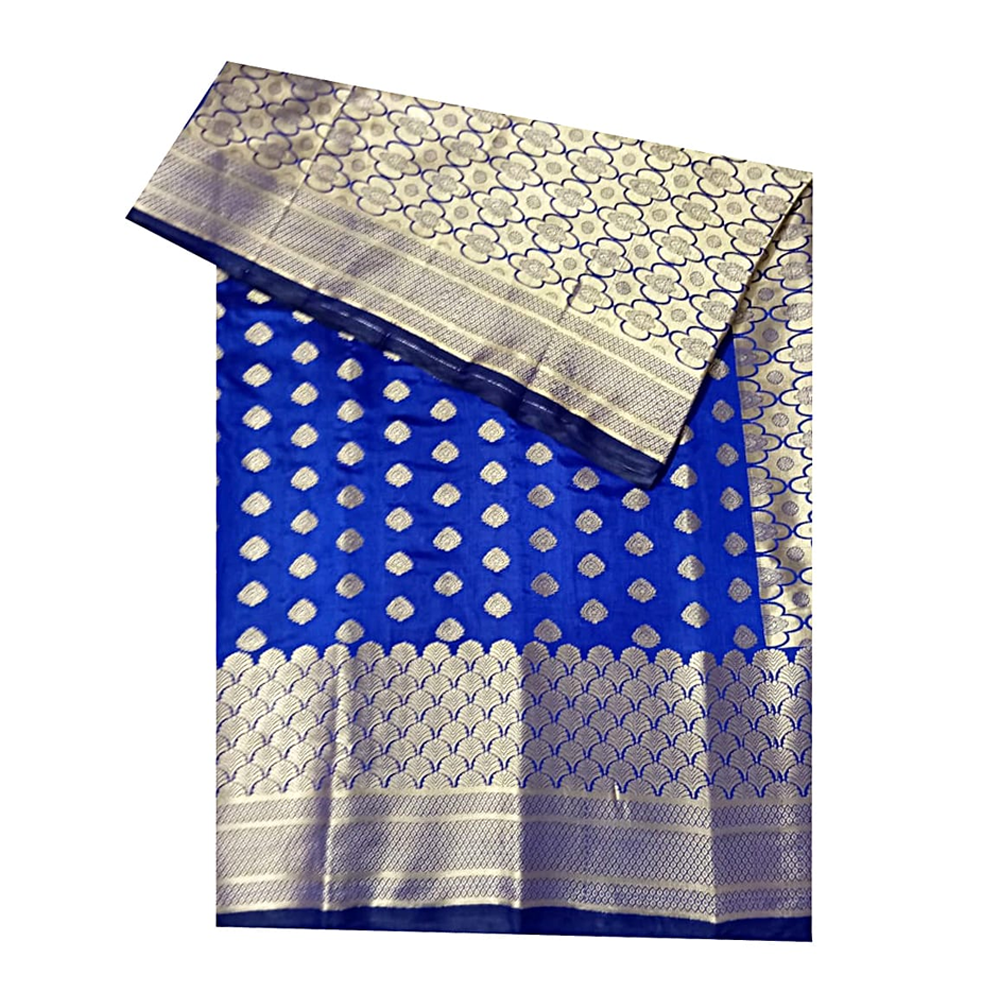 Taty Polly Soft Silk Katan Saree For Women - Blue - K.S 06