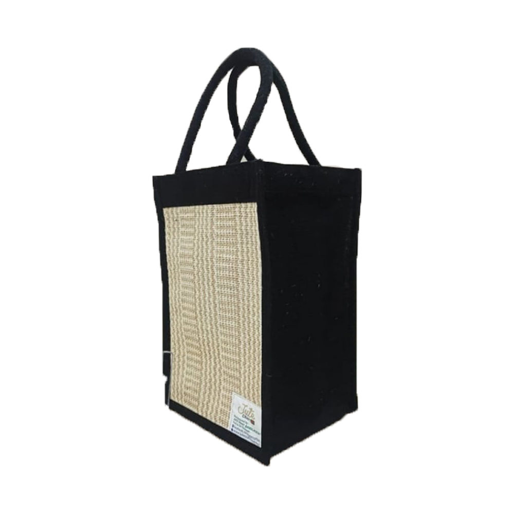 Jute zipper system lunch bag - Black