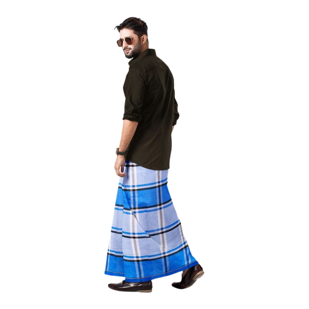 Cotton Checked Lungi for Men - Multicolor - FL127