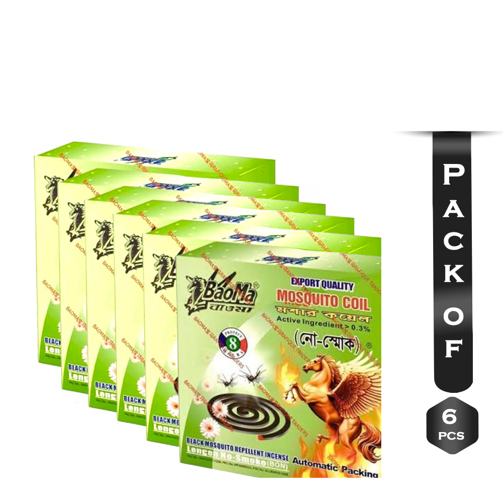 Pack of 6 Pcs Baoma mosquito coil - No smoke - 60 Pcs