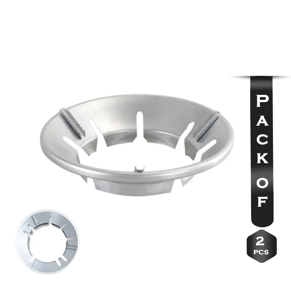 Pack of 2 Pcs Universal Round Shape Energy Saving Gas Stove Cover Hood Silver