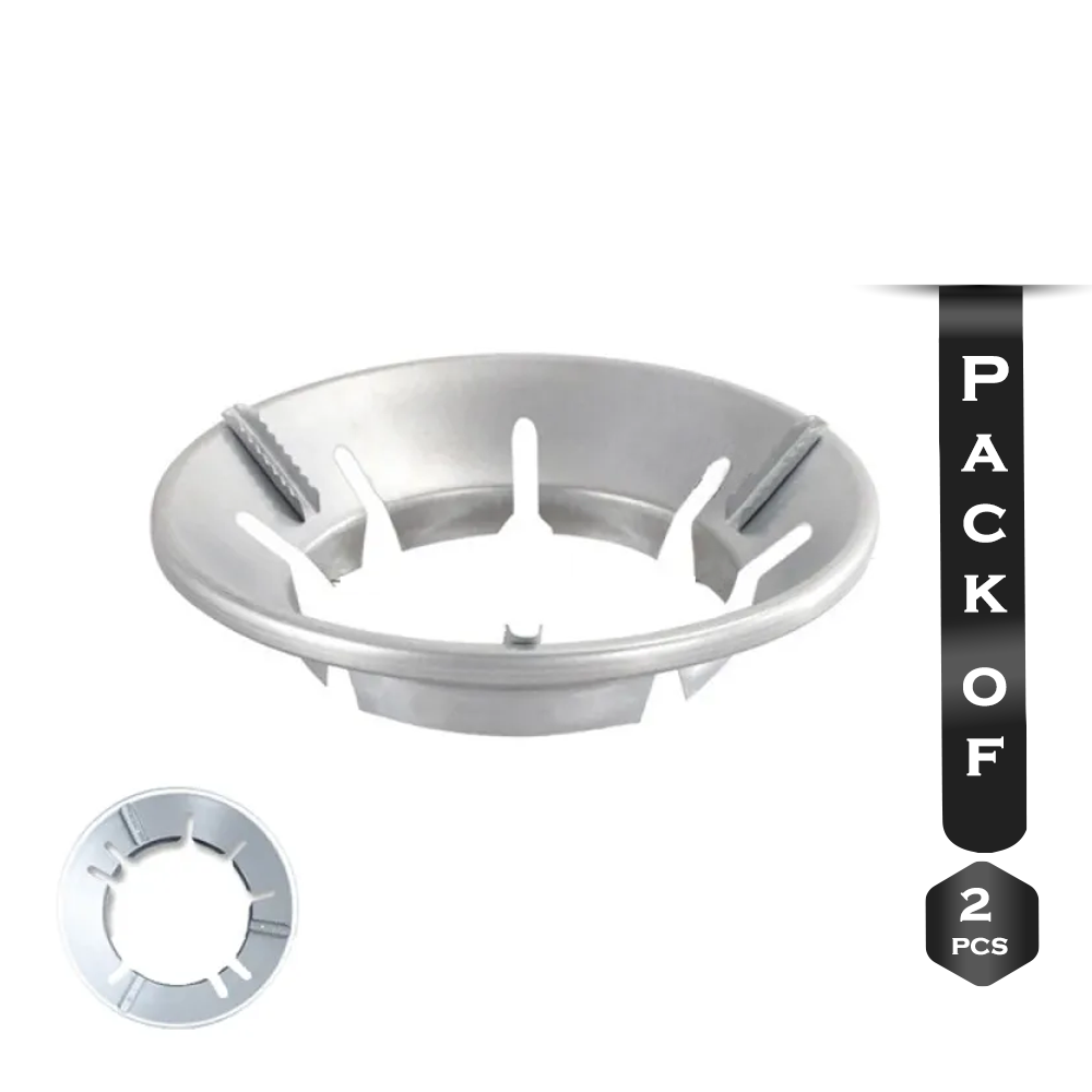 Pack of 2 Pcs Universal Round Shape Energy Saving Gas Stove Cover Hood - Silver