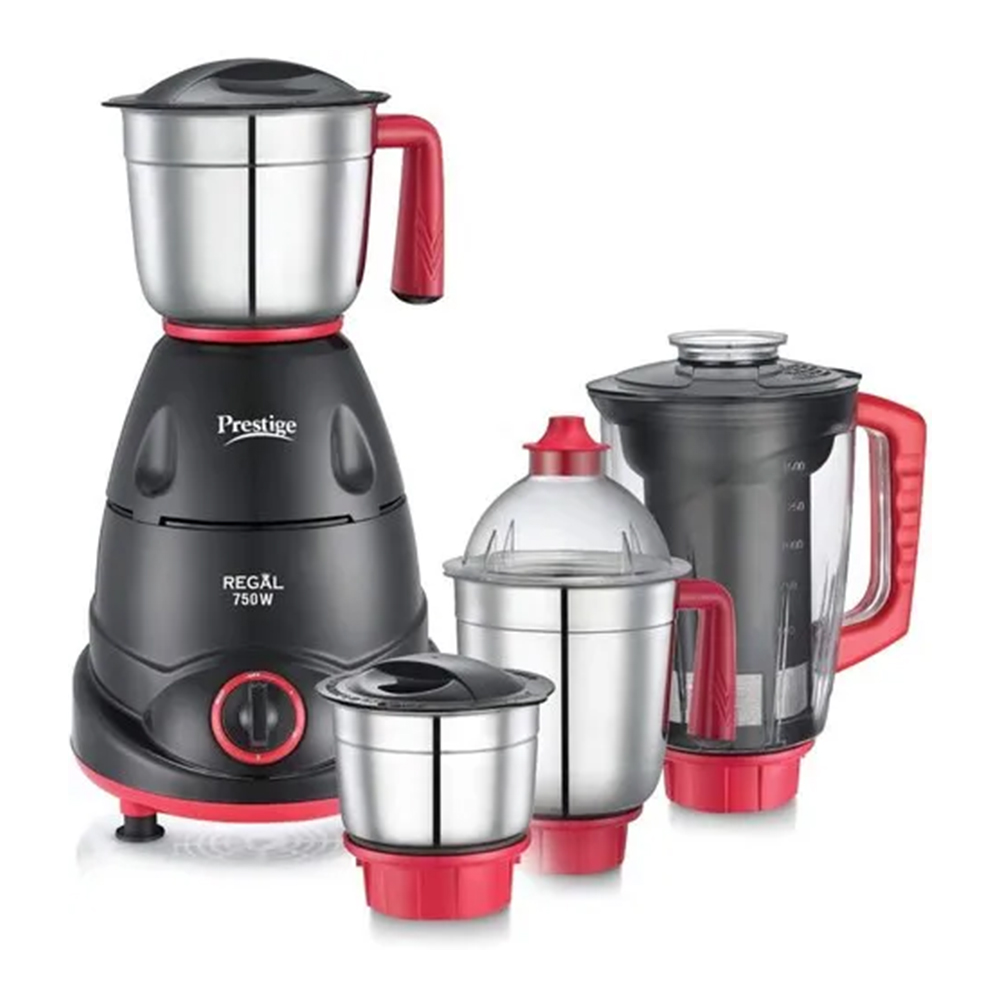 Prestige Regal Mixer Grinder with 4 Jars - 750W - Red & Black