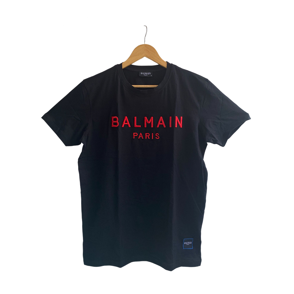 Balmain Cotton Premium Half Sleeve T-Shirt for Men - Black - NBLMM0TS003