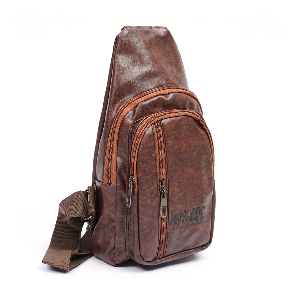 PU Leather Crossbody Shoulder Bag For Men - Brown - MS BAG 33