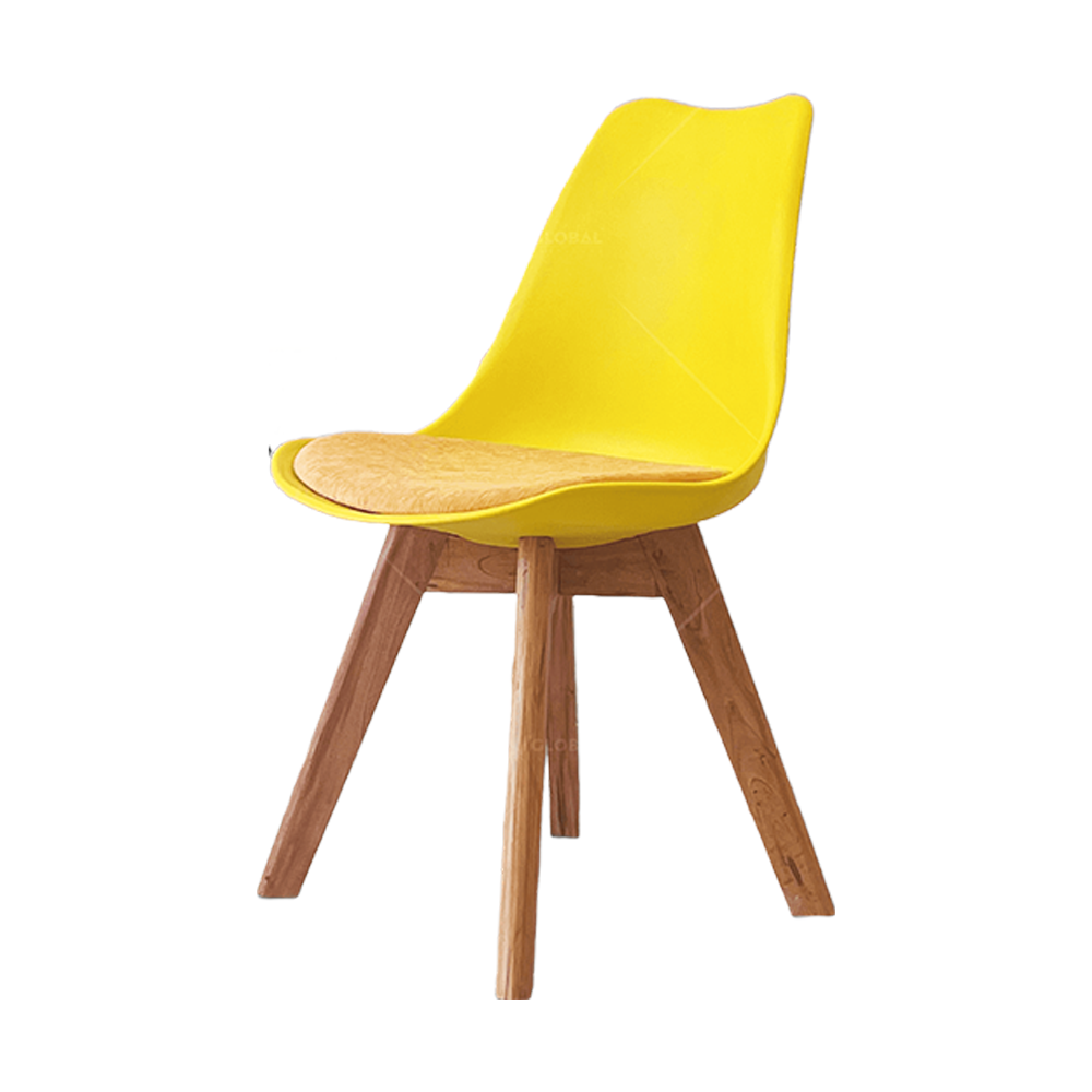 Plastic and Wood Restaurant Chair - Yellow