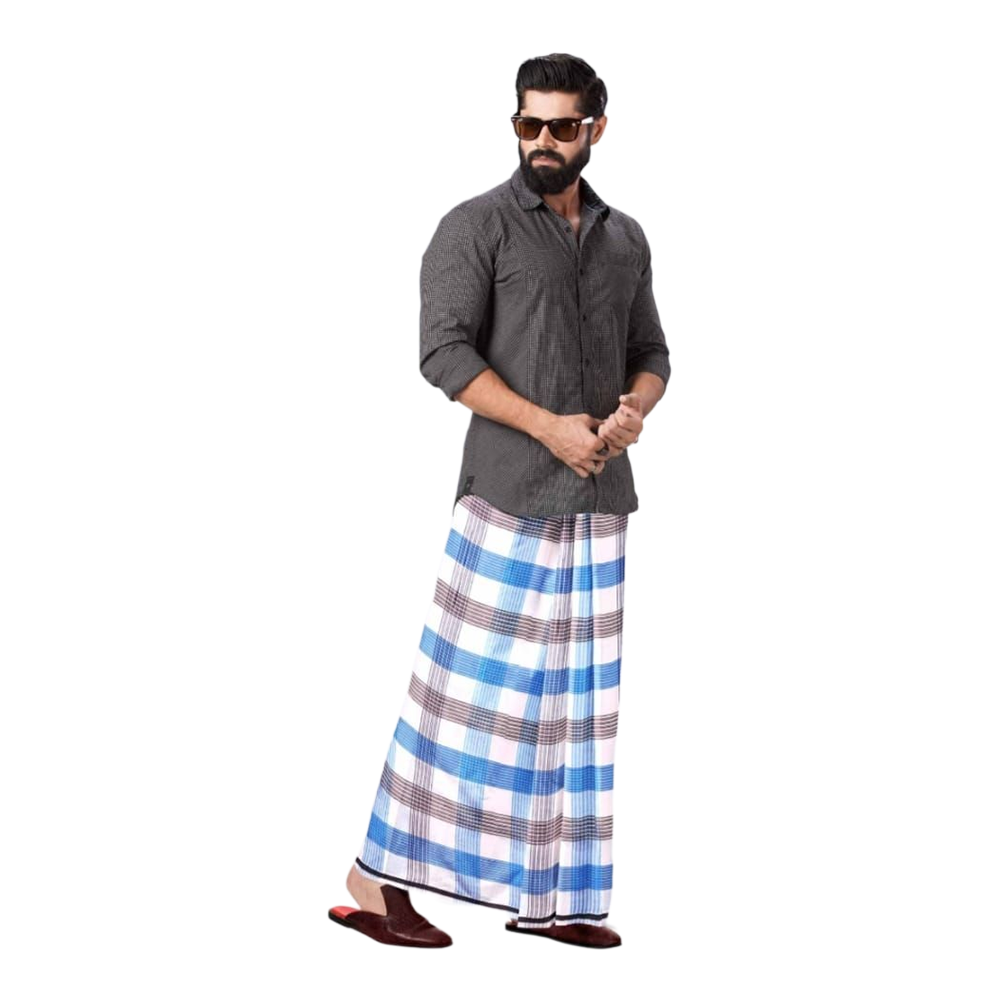 Cotton Checked Lungi For Men - Multicolor - FL126