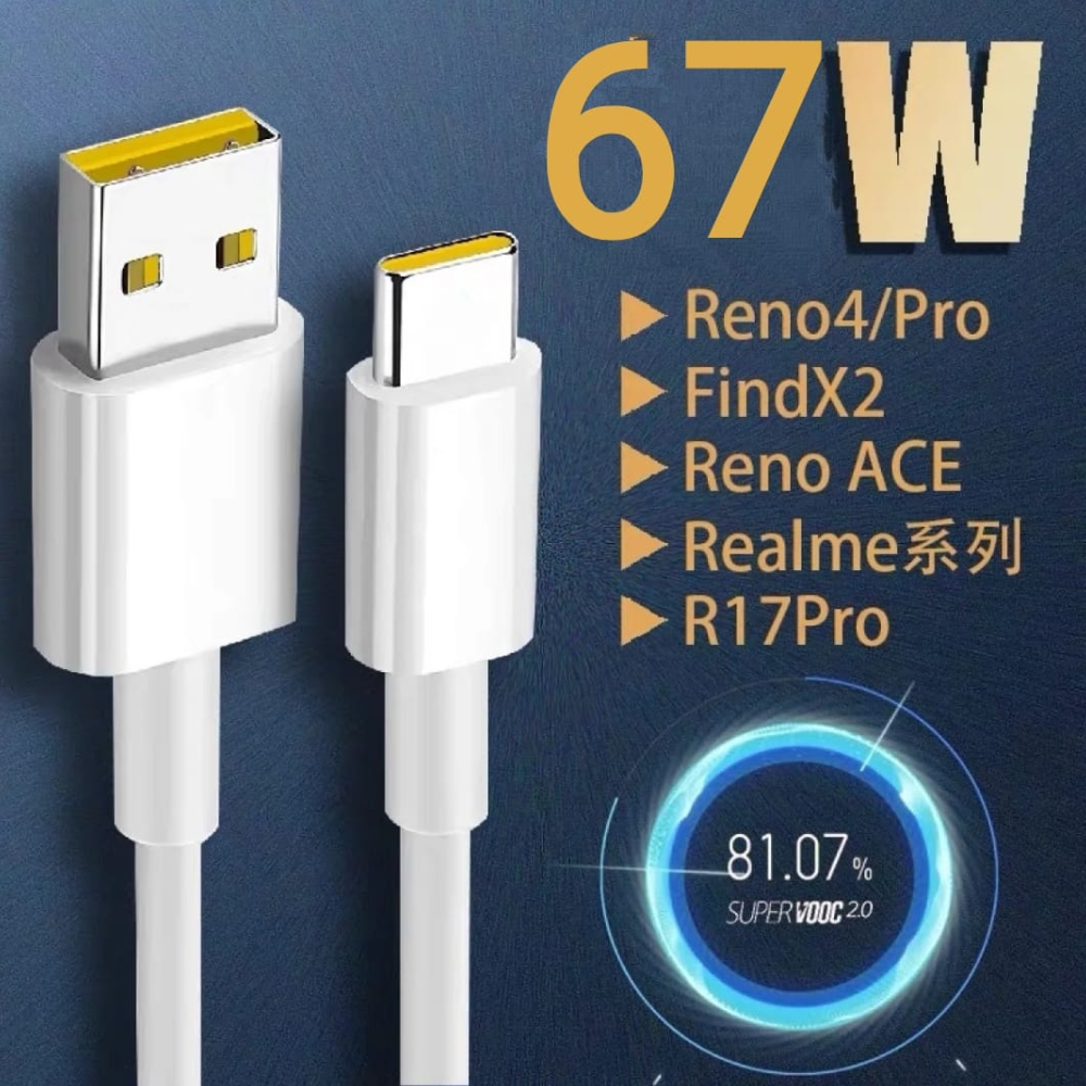Micro USB to Type-C Fast Charging Data Cable - 67W - White