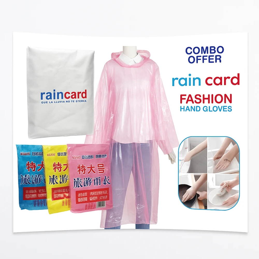 Rain Card 5pcs and Hand gloves 2pcs