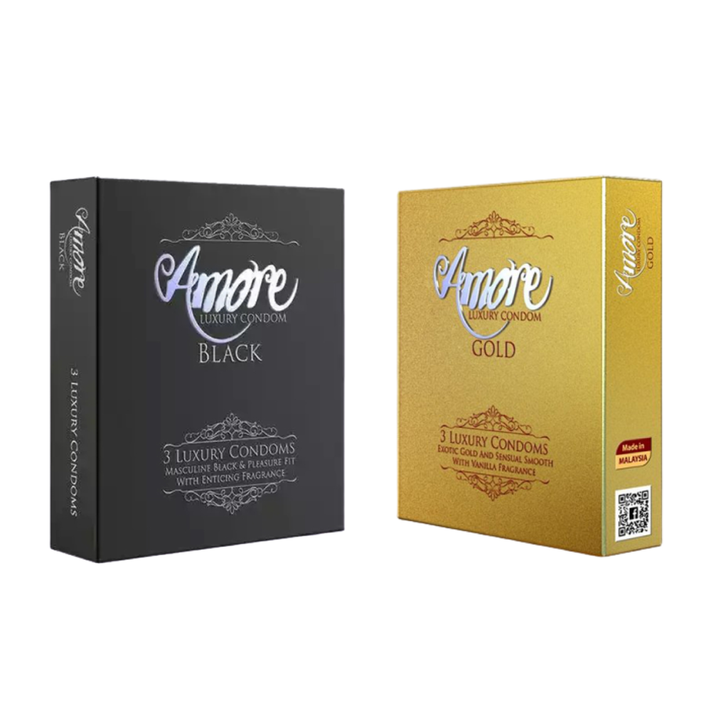 Amore Luxury Gold and Black Condom 2 Combo Pack - 6 pieces