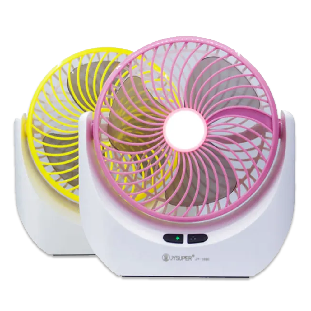 JY JY-1880 Rechargeable Mini Table Fan with LED Light - Multicolor