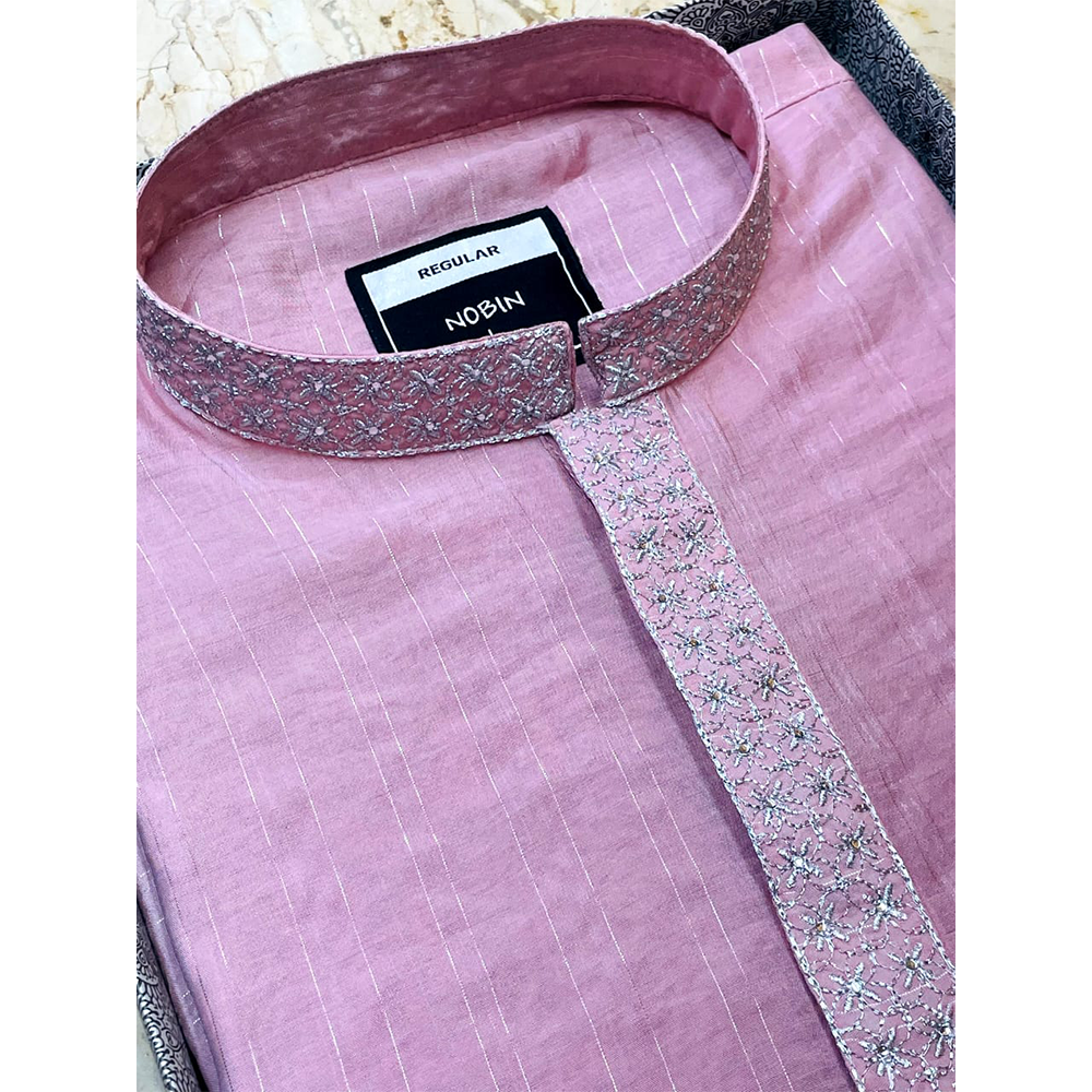 Nobin Unitika Panjabi For Men - Peach - F120