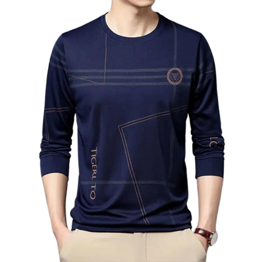 PP Jersey Full Sleeve Winter T-Shirt for Men - Navy Blue - PF-46