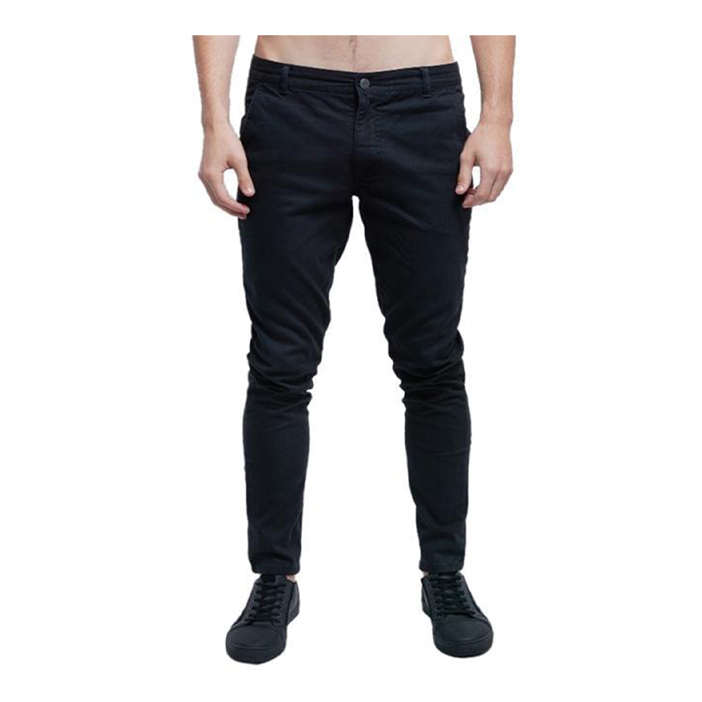 Cotton Chinos Gabardine Pant For Men - Deep Black - NZ-3114