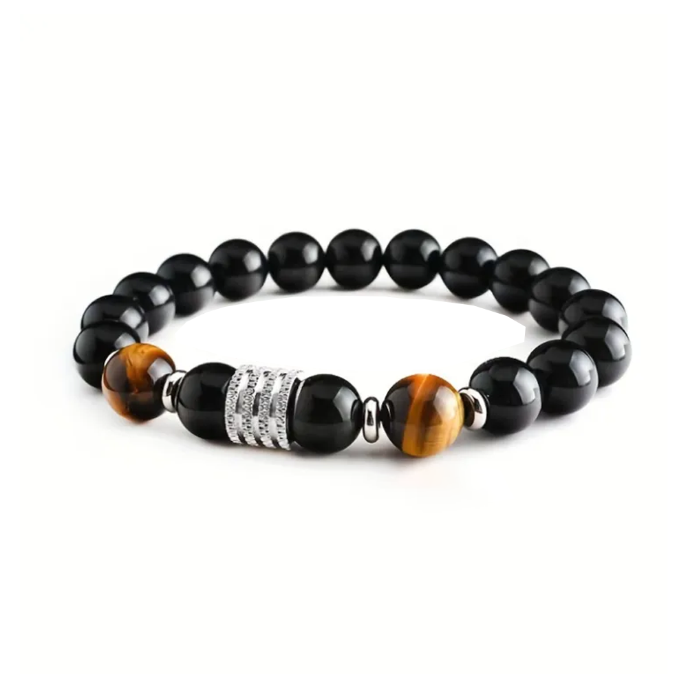 Obsidian Bracelet for Men - Magnetic Eye Yellow