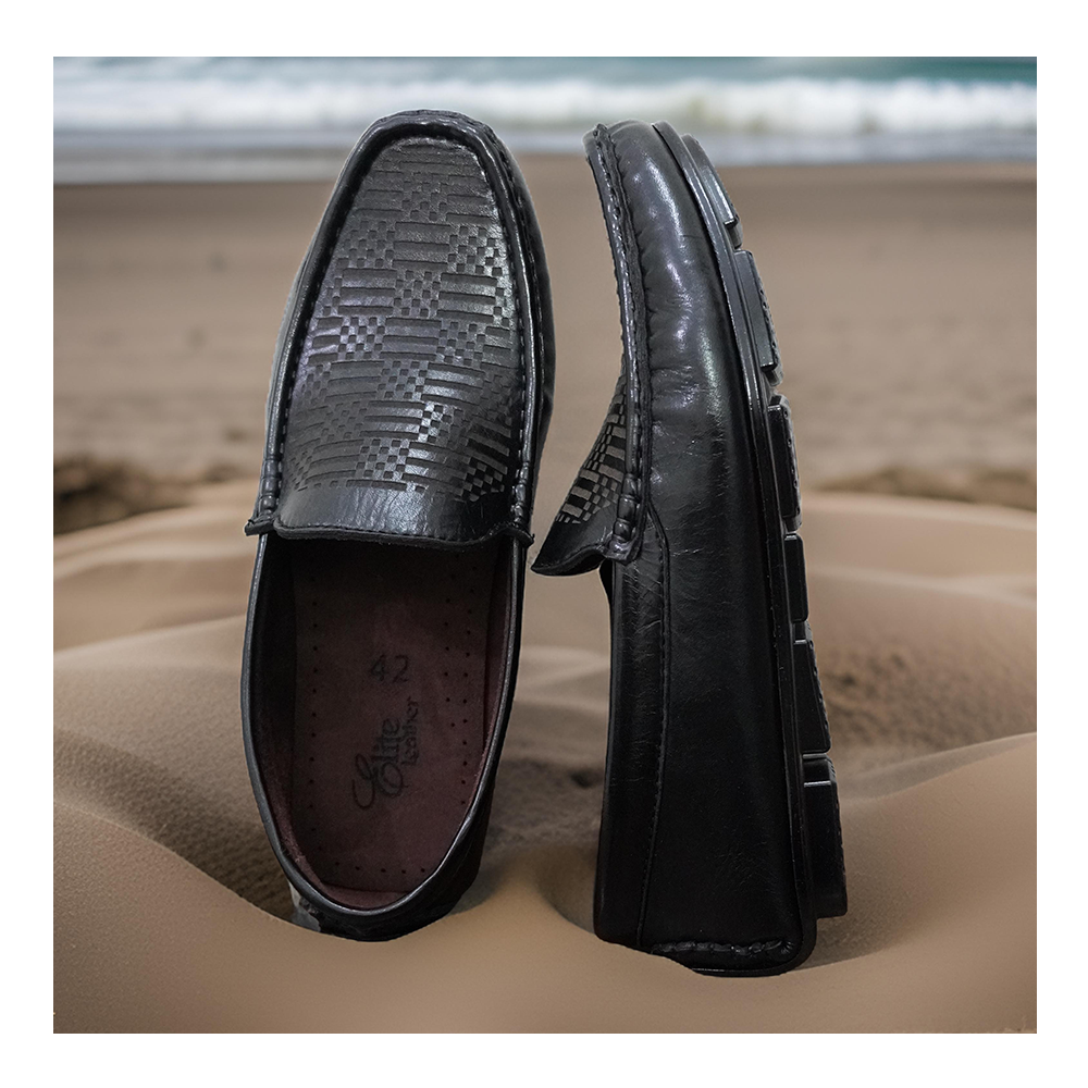 Elite Leather Loafer Shoes For Men - Black - FL 2000