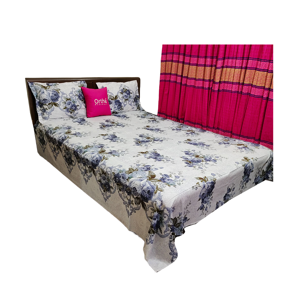 Ortha Cotton King Size Bedsheet With 2 Pillow Covers 8'x7.5Ft