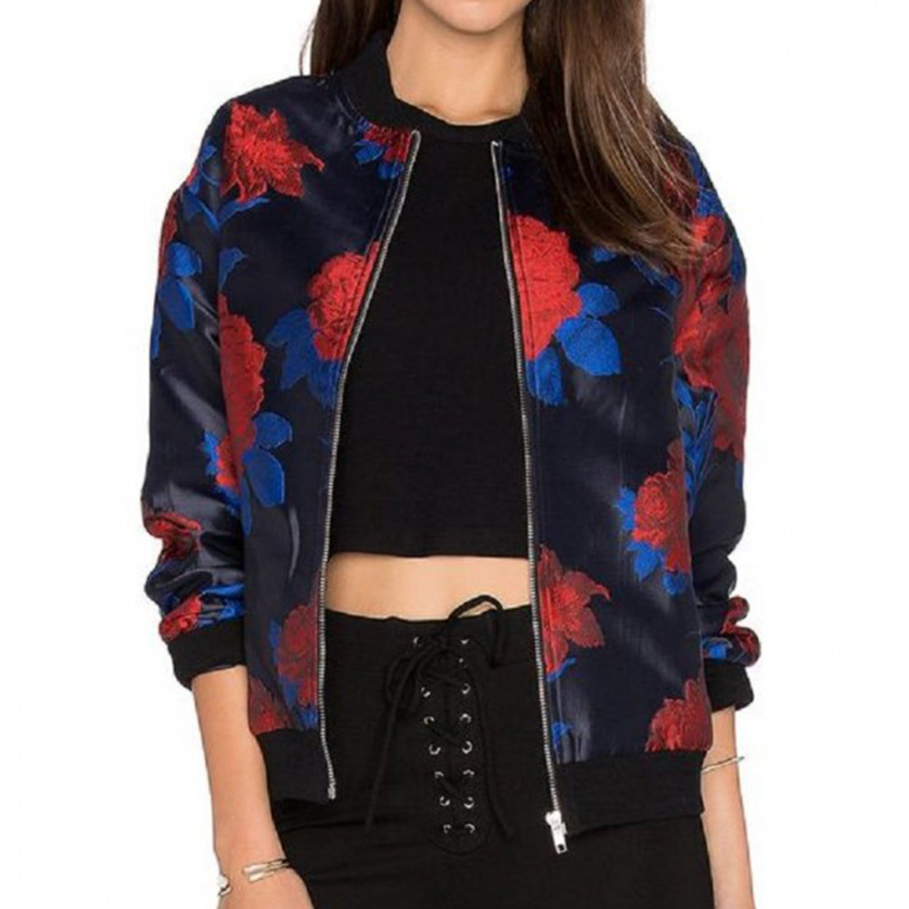 Polyester Printed Winter Jacket For Women - Multicolor - 110