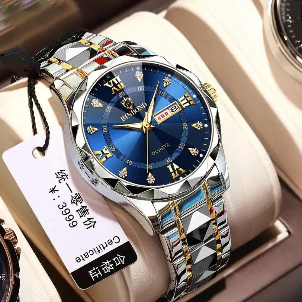  Binbond B2521 Stainless Steel Quartz Watch For Men - Dark Blue