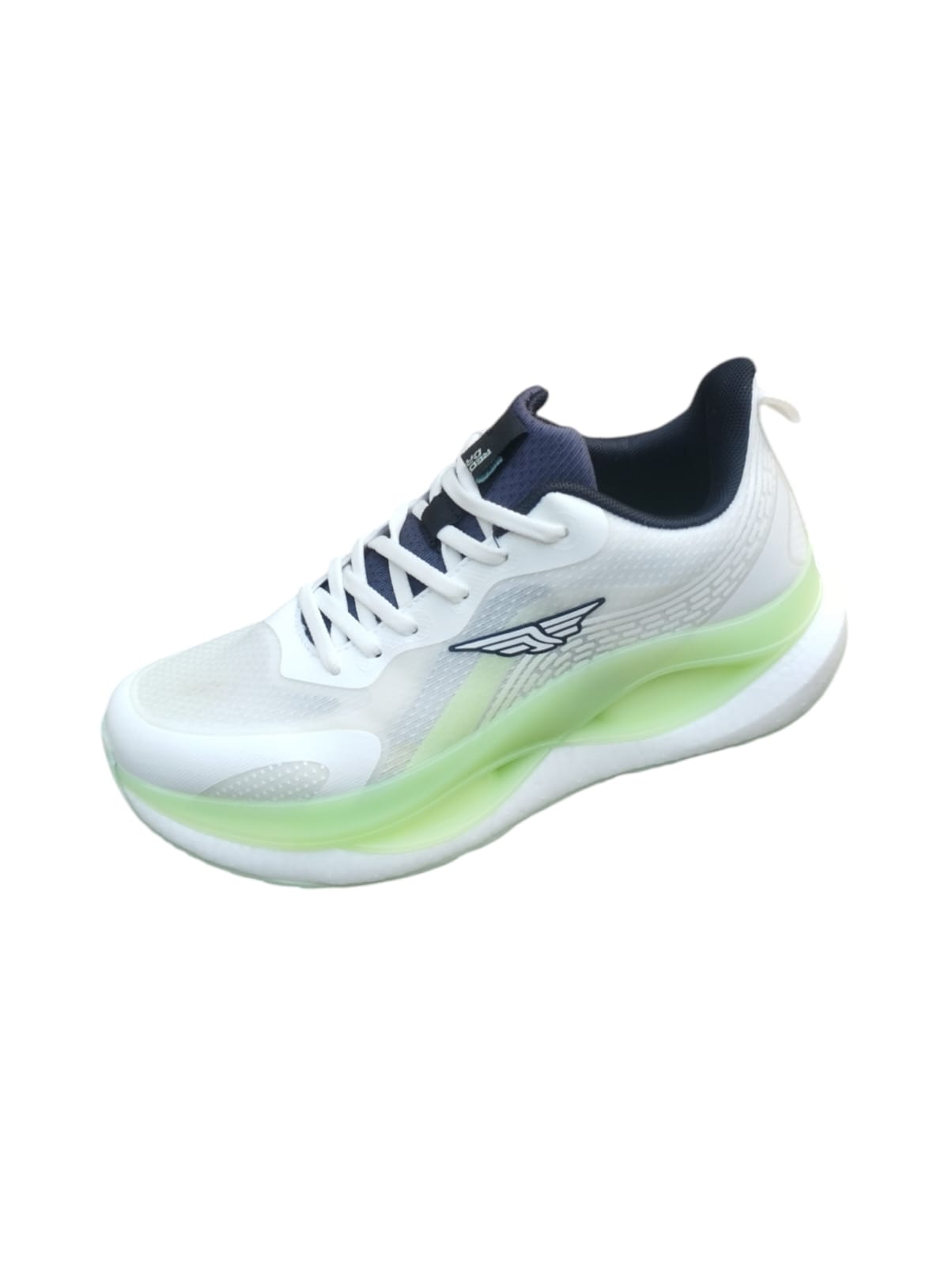 Mesh Athleisure Sport Shoes For Men - White Neon