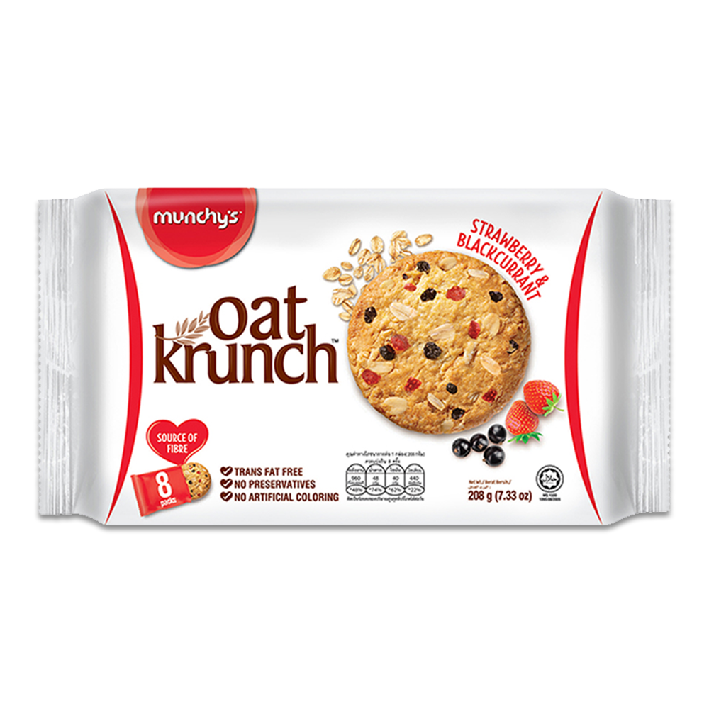 Munchys Oat Krunch Strawberry and Blackcurrant Biscuits - 208gm - 200001433