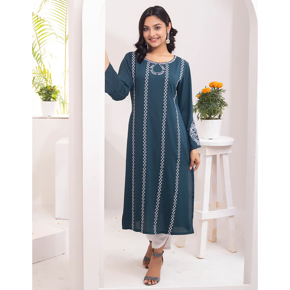 Cherry Georgette Kurti for Women - Sea Green - 1222-000086