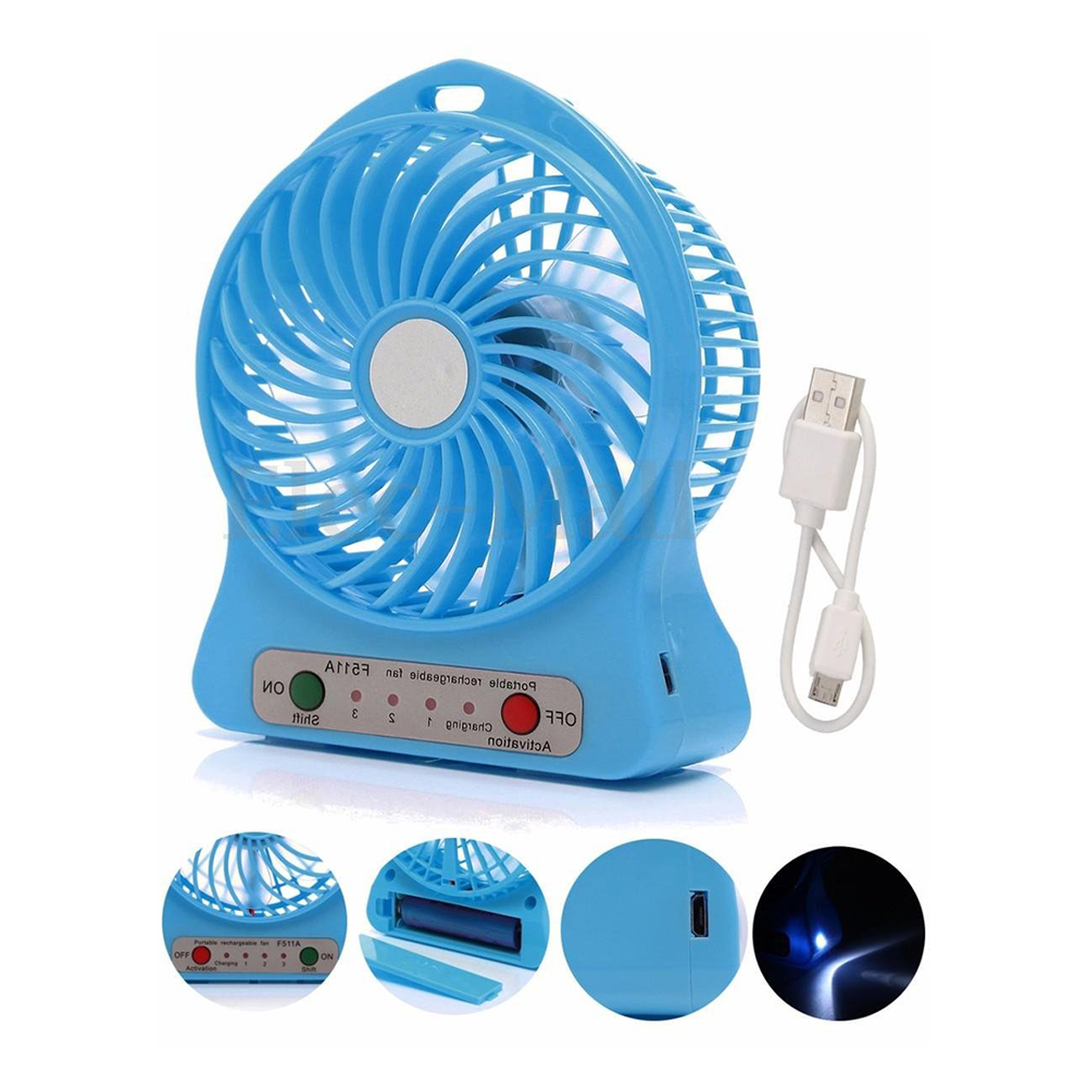 Mini Rechargeable Desktop Fan - Blue