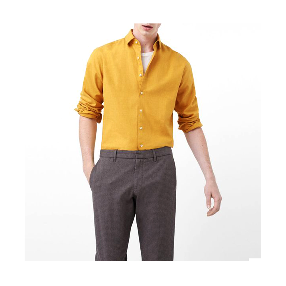 Cotton Full Sleeve Formal Shirt For Men - Orange - 4236