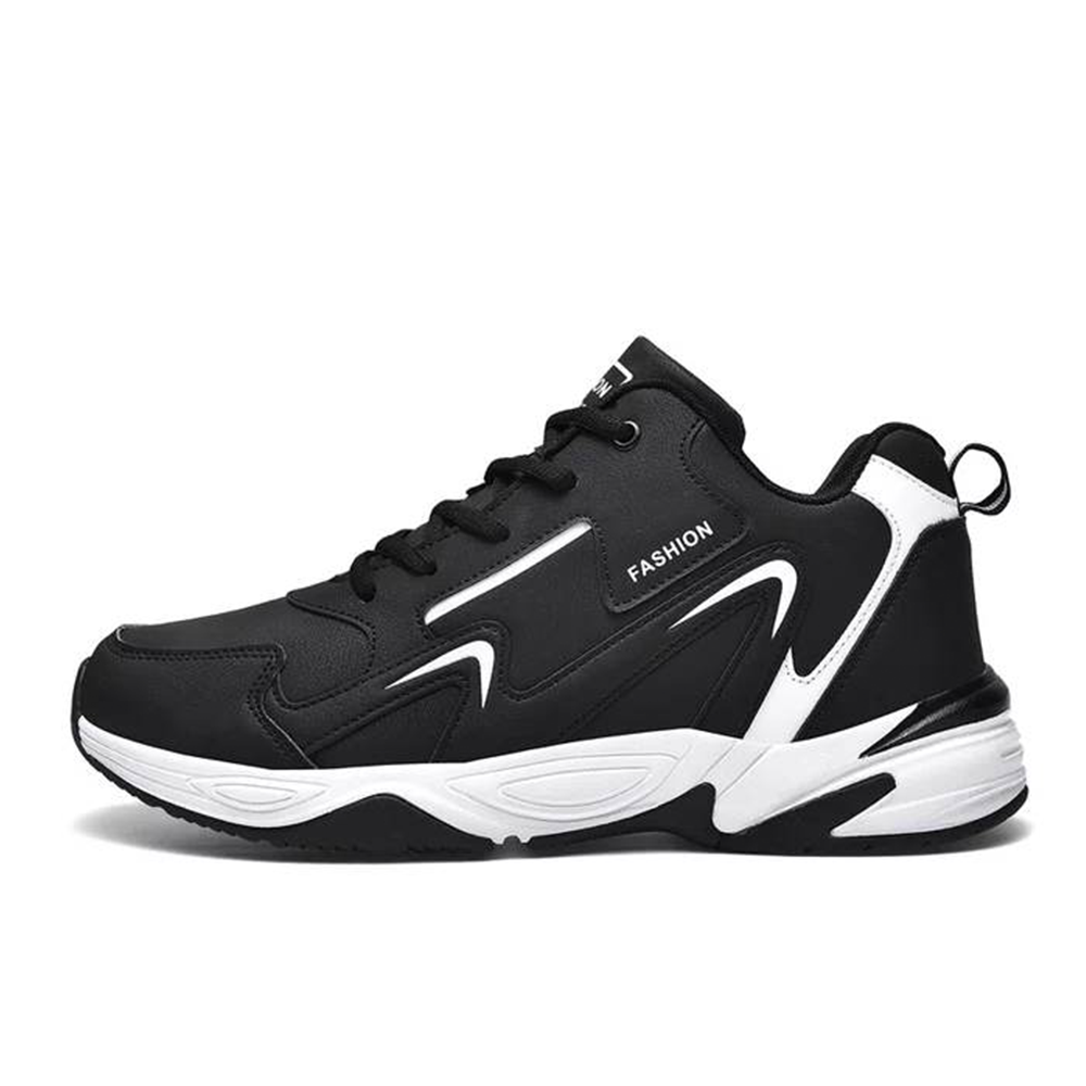 Artificial Leather Sneakers For Men - Black