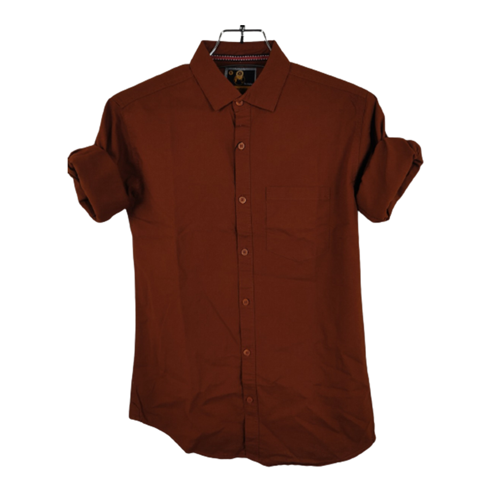 Oxford Cotton Full Sleeve Shirt For Men - Maroon - OP87