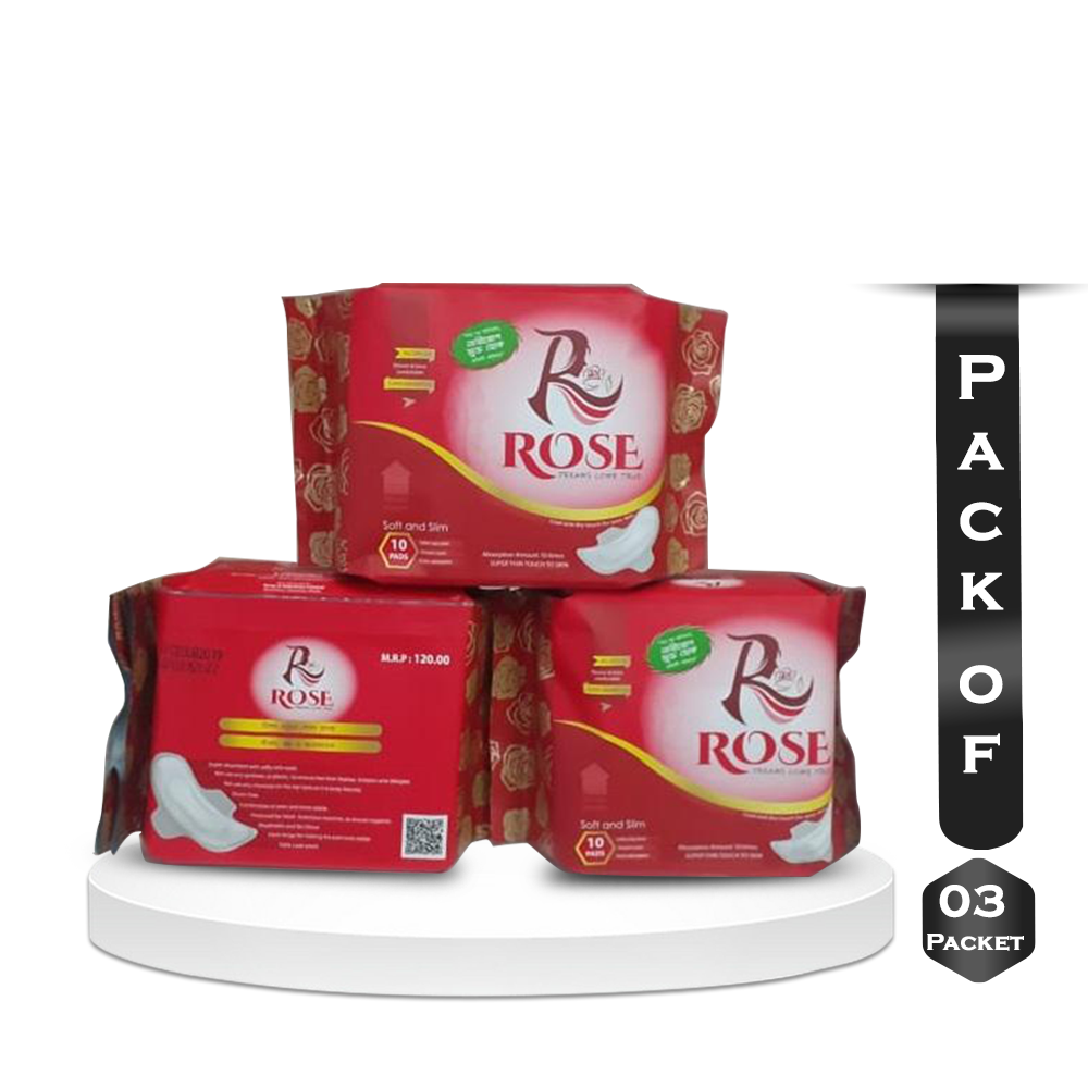 Pack of 3 - Rose Sanitary Napkin - 30 Pcs