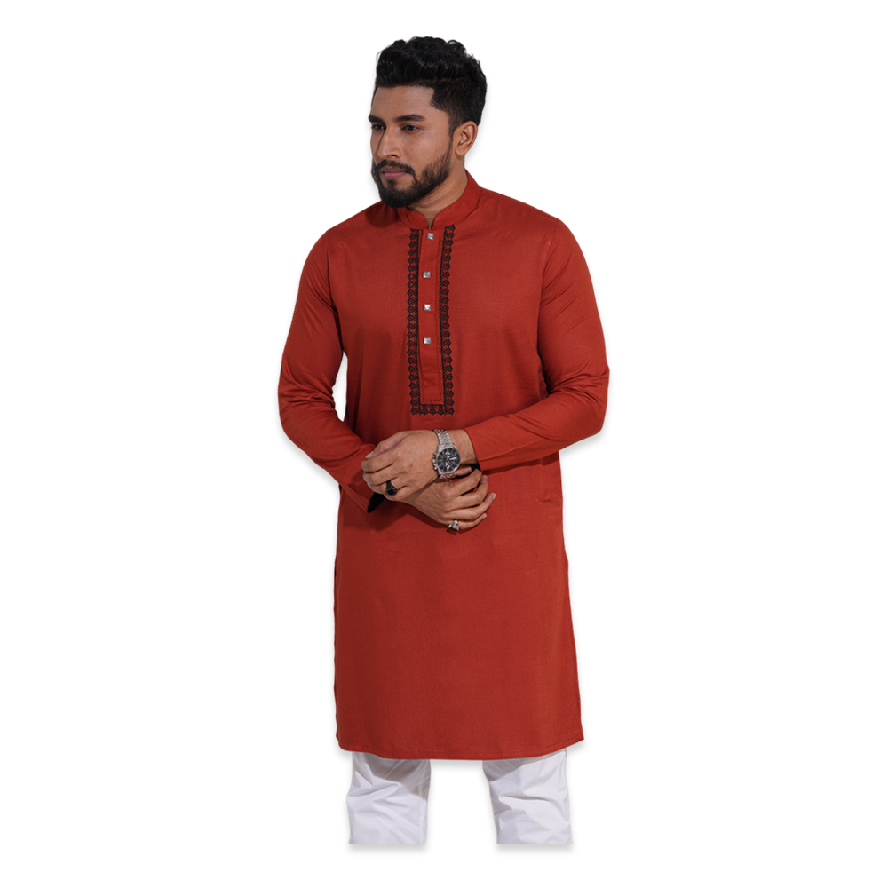 Aman Cotton Panjabi For Men - Orange - AP-5